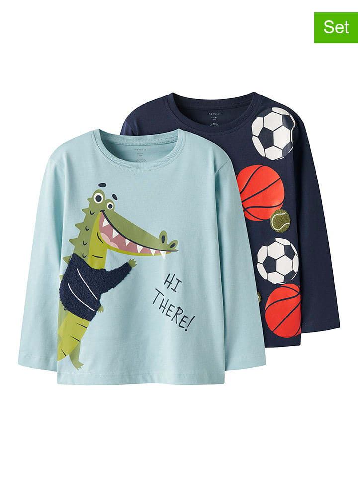 name it Koszulki (2 szt.) "Kingston" w kolorze błękitnym i granatowym rozmiar: 104