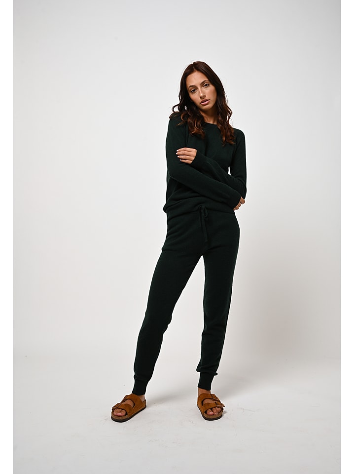 AUTHENTIC CASHMERE Kaszmirowe spodnie "Ferrand" w kolorze ciemnozielonym rozmiar: S