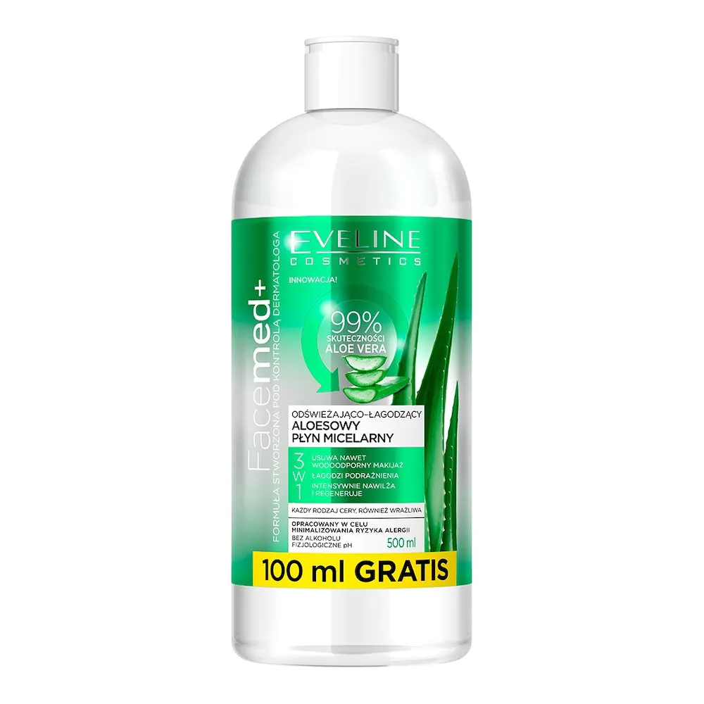 Eveline Cosmetics Eveline Cosmetics Facemed+ Odświeżająco-łagodzący aloesowy płyn micelarny 3w1 gesichtswasser 500.0 ml