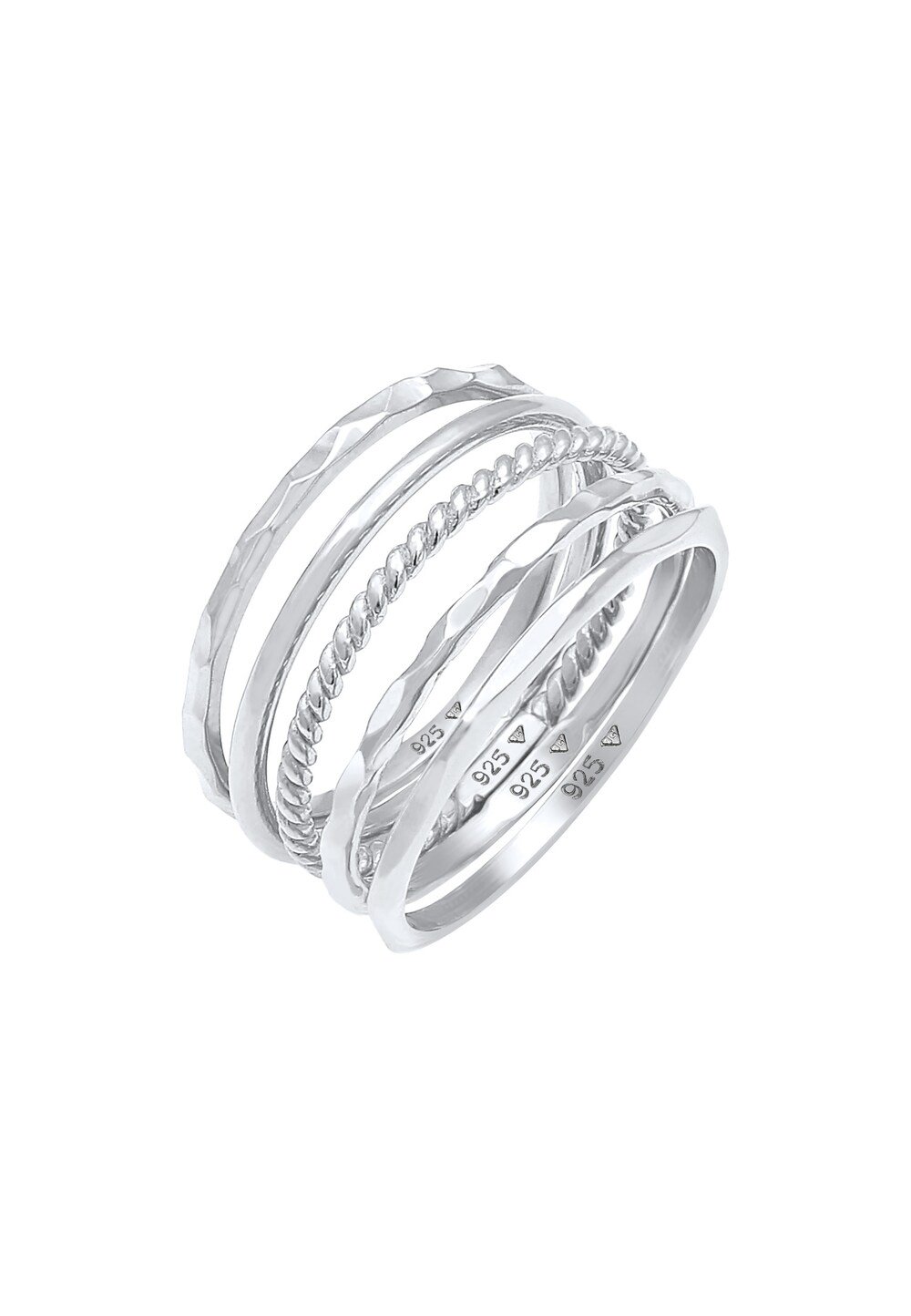 Elli Elli Elli Pierścień Damski zestaw pierścionków Minimal Trendy Bloger Basic w srebrze próby 925 Sterling Silver ring 1.0 pieces