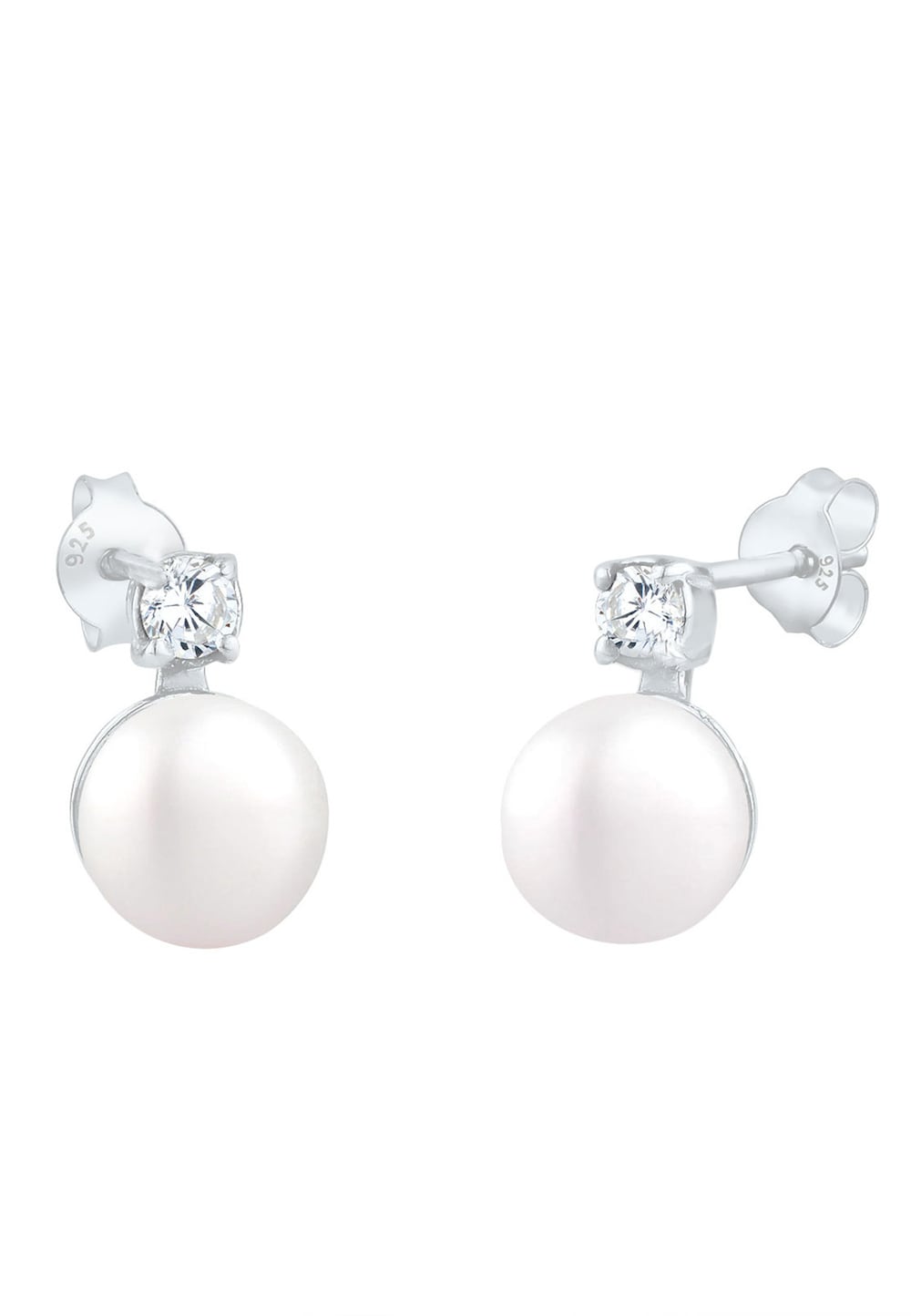 Elli Elli Elli Kolczyki Damskie kolczyki sztyfty Classic z perłą słodkowodną i cyrkoniami w srebrze próby 925 Sterling Silver ohrring 1.0 pieces