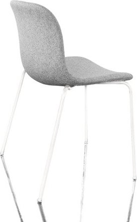 Krzesło Troy tapicerowane lakierowane nogi białe siedzisko jasnoszare