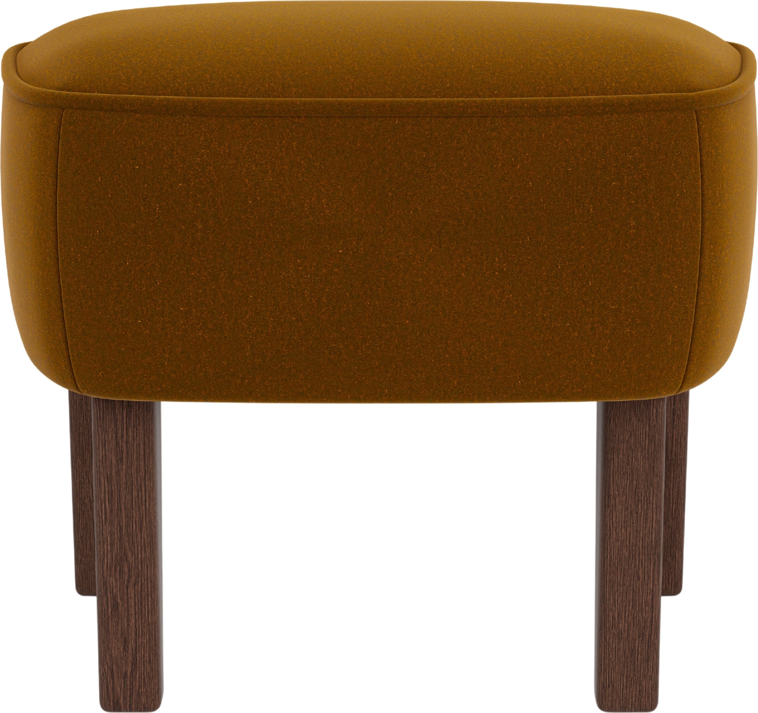 Podnóżek Ingeborg Grand Mohair karmelowy na ciemnych dębowych nogach