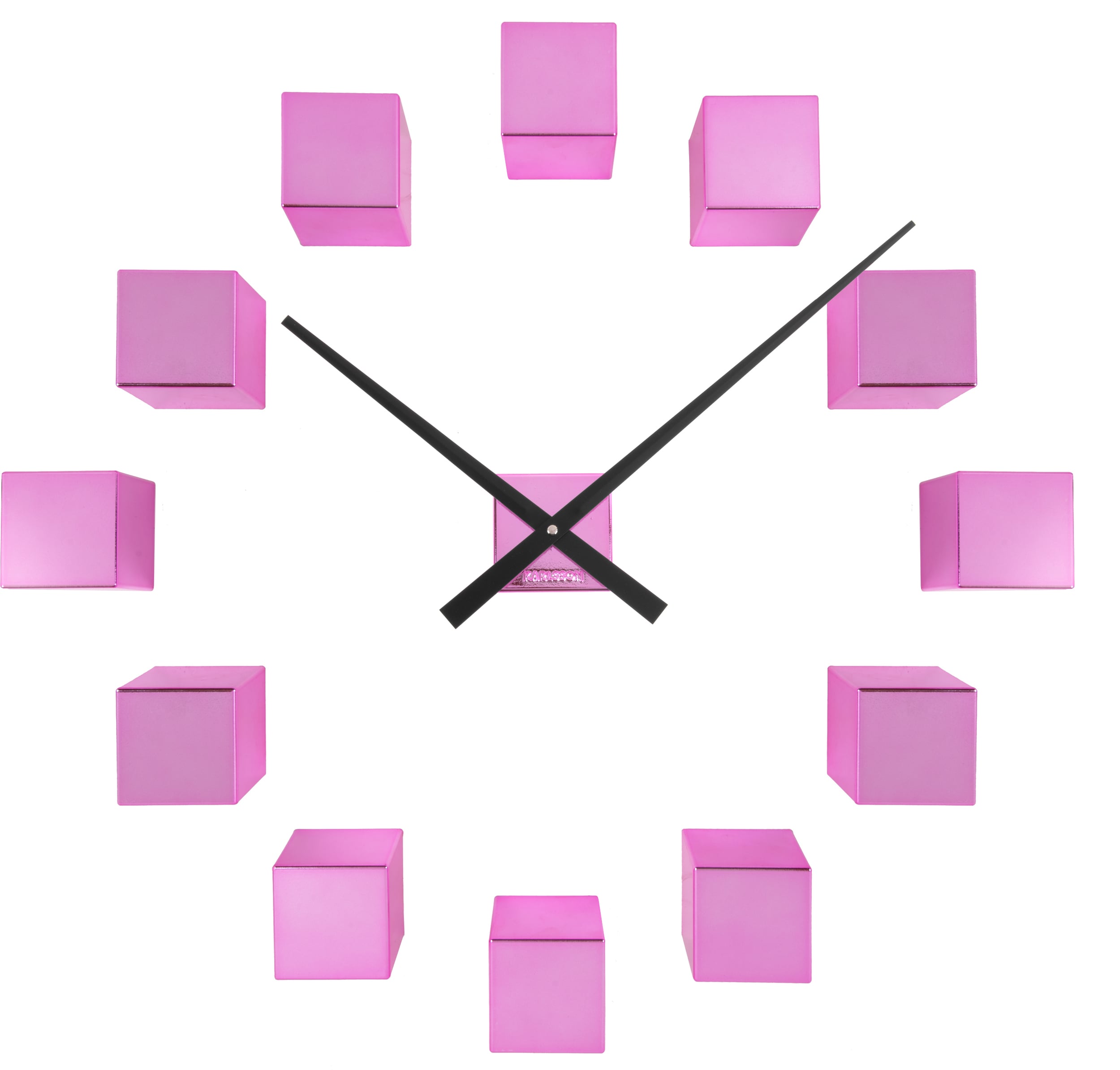 Zegar ścienny DIY Cubic jaskrawy róż metaliczny
