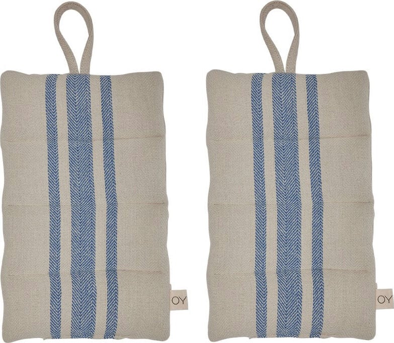 Łapki kuchenne Linu beżowo-niebieskie 2 szt.