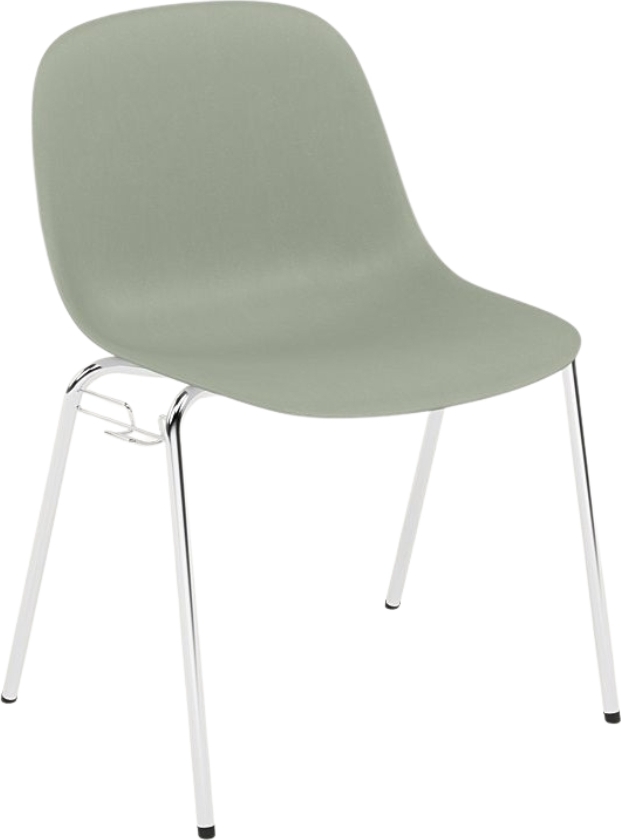 Krzesło Fiber A Base szarozielone na chromowanych nogach z łącznikiem