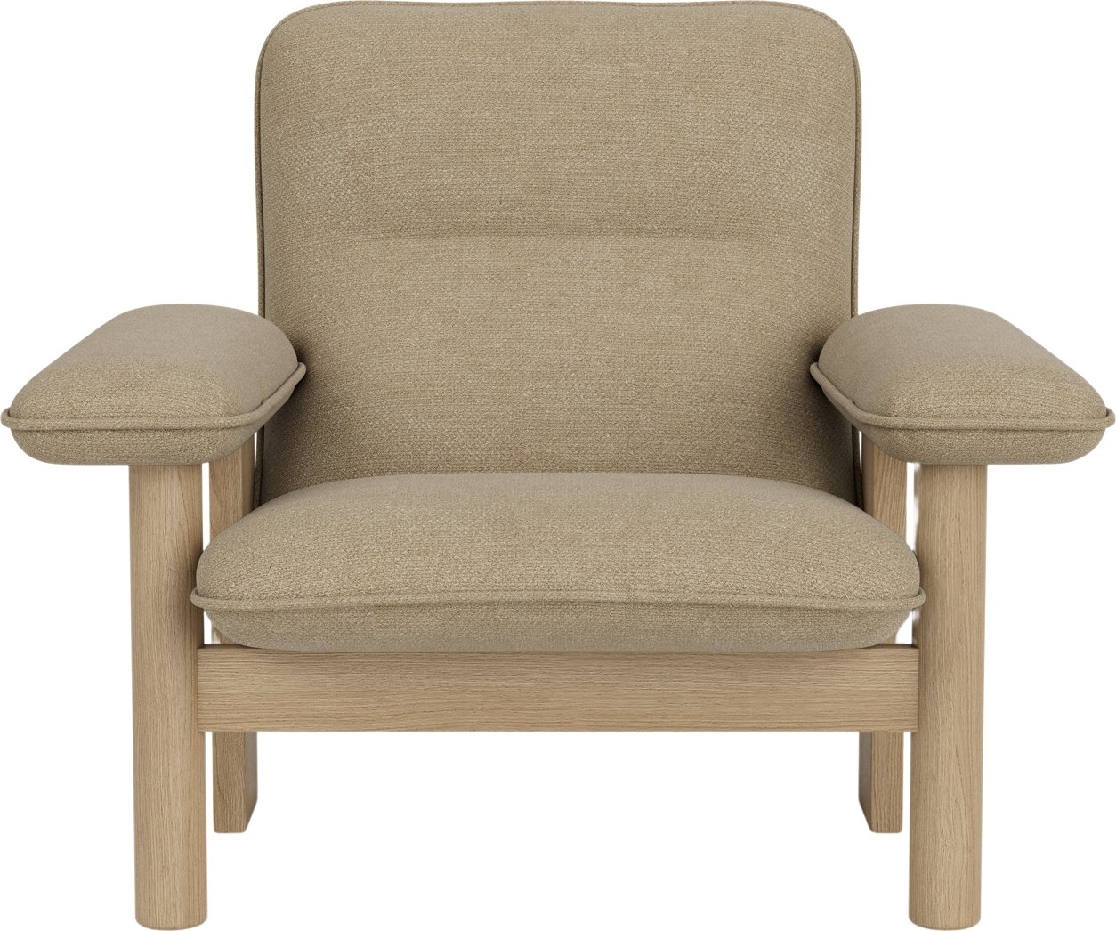 Fotel Brasilia Bouclé beżowy na dębowych nogach