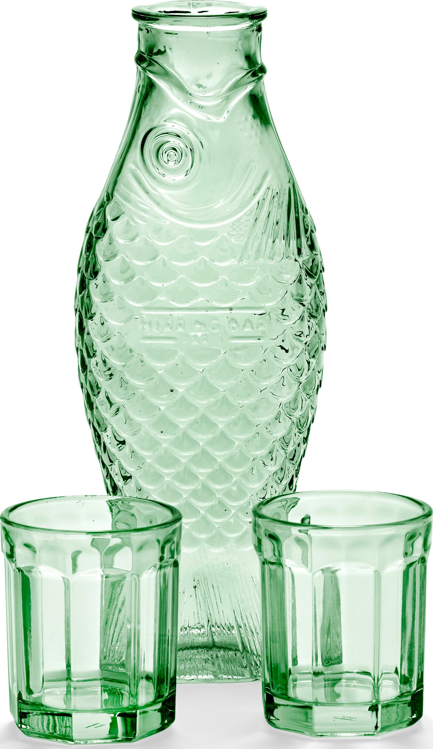 Karafka z 2 szklankami Fish & Fish zielona 3 el.