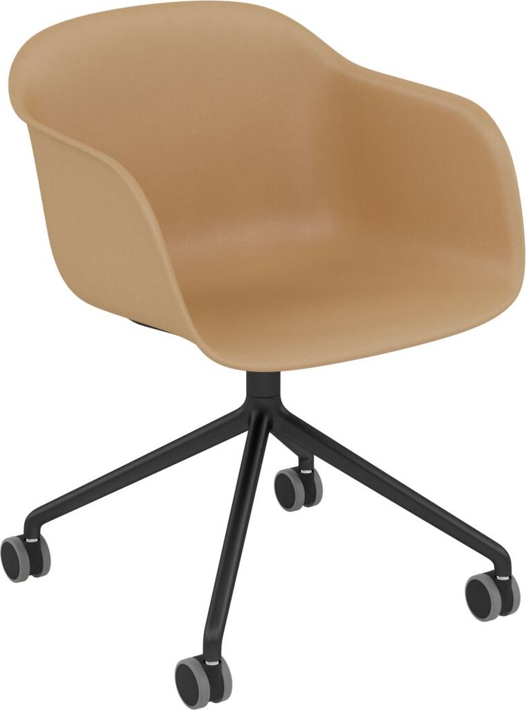 Fotel na kółkach Fiber Swivel ochra na aluminiowych nogach