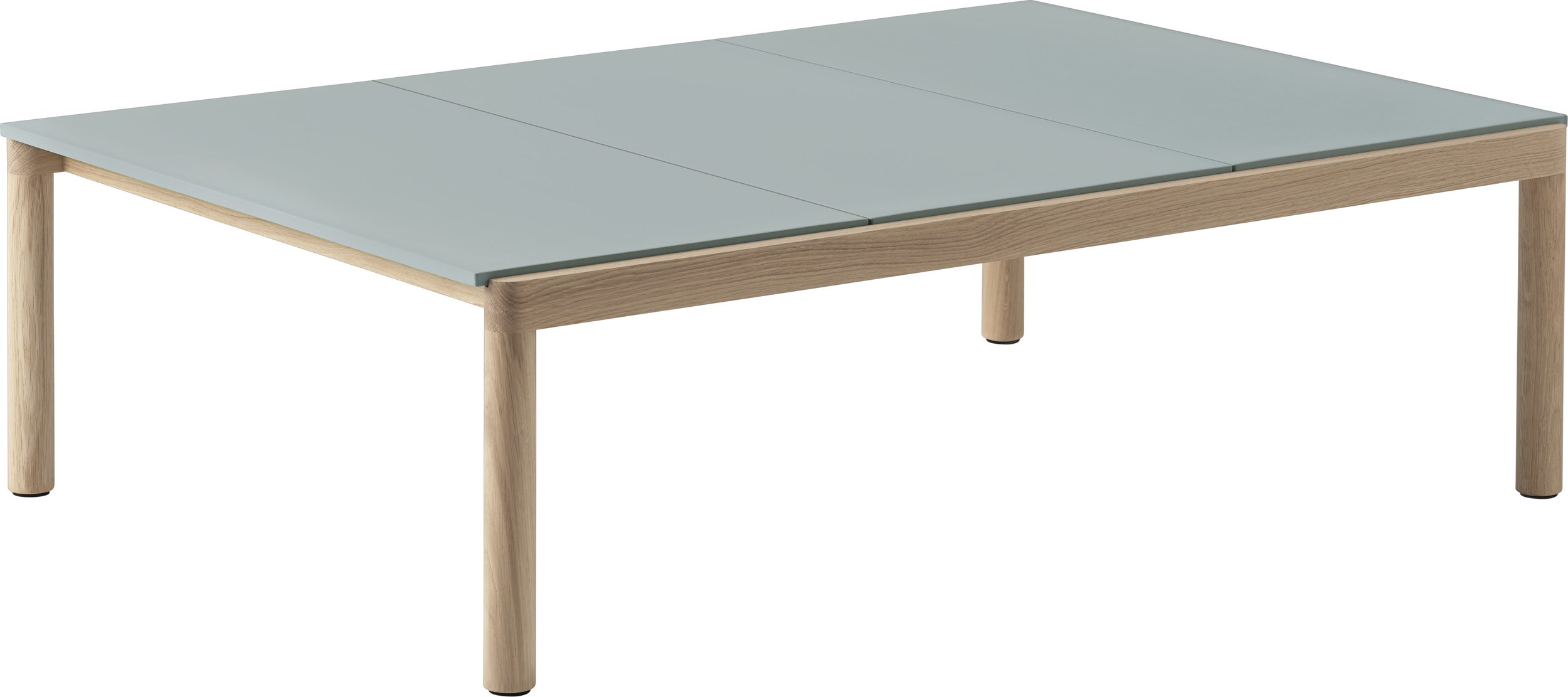 Stolik kawowy Couple gładki 120 x 84 x 35 cm zgaszony błękit na jasnych dębowych nogach