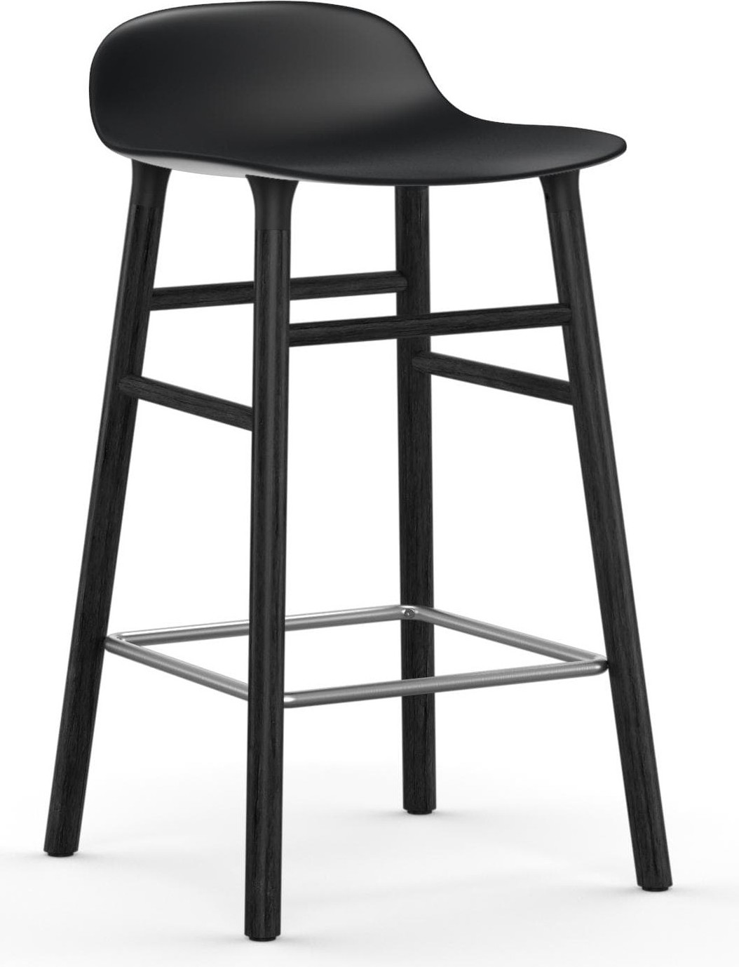 Stołek barowy Form 65 cm czarny czarne drewno dębowe