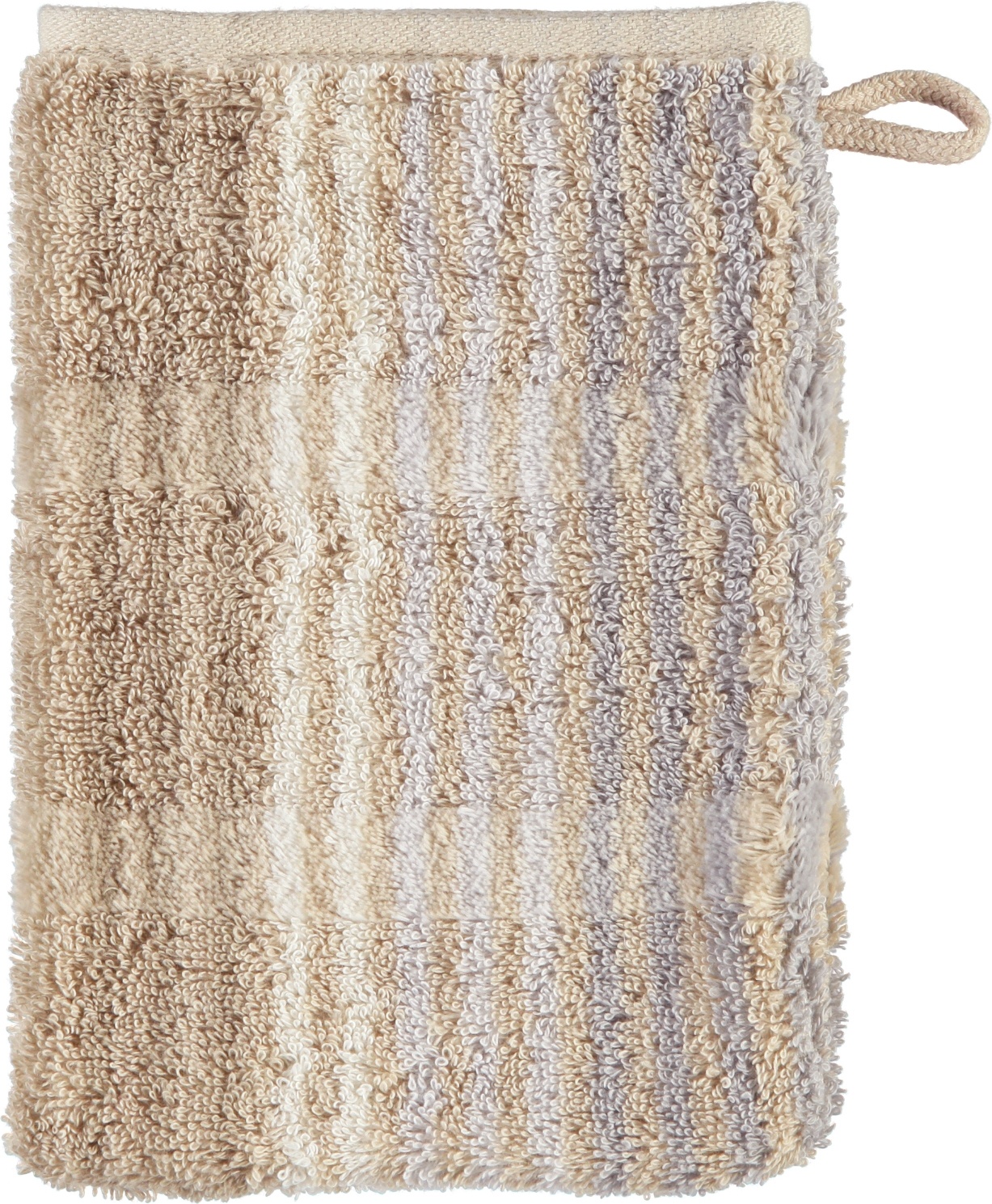 Rękawica kąpielowa Cashmere w paski 16 x 22 cm piaskowa