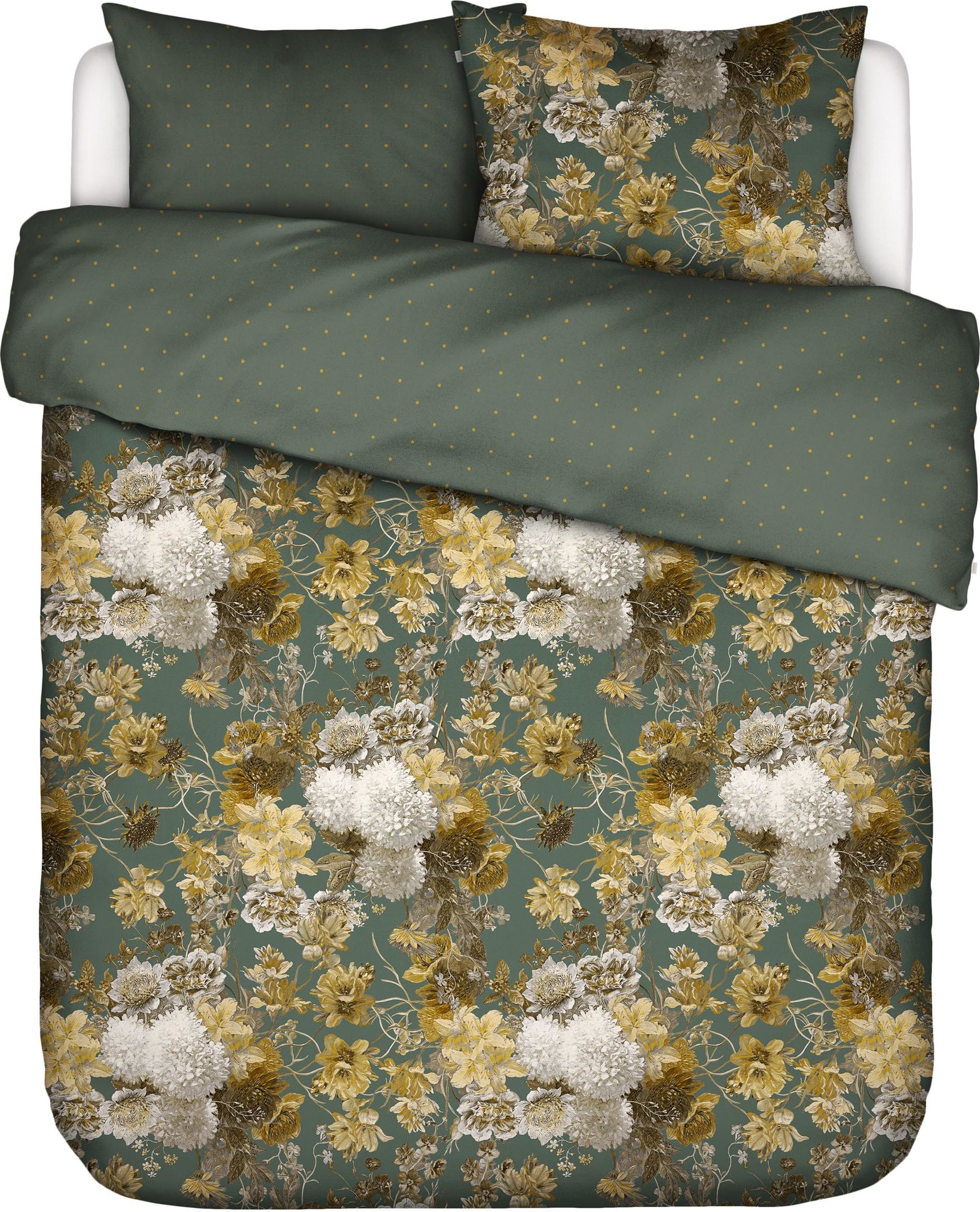 Pościel Maily 200 x 220 cm szarozielona z 2 poszewkami na poduszki 60 x 70 cm