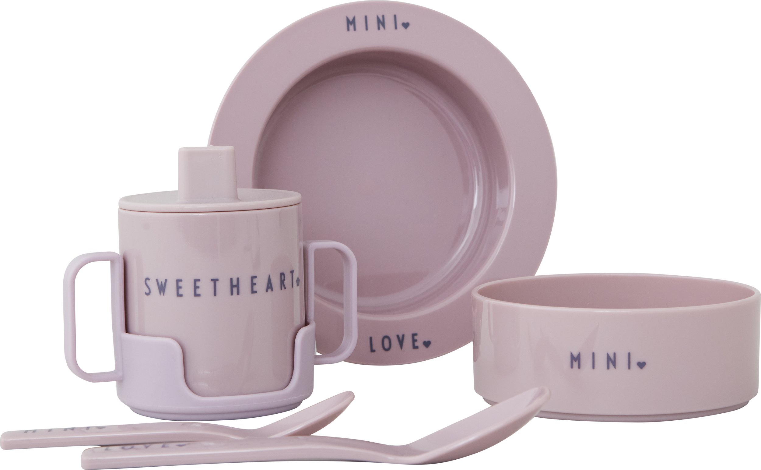 Naczynia dziecięce Mini Favourite lawendowe 5 el.