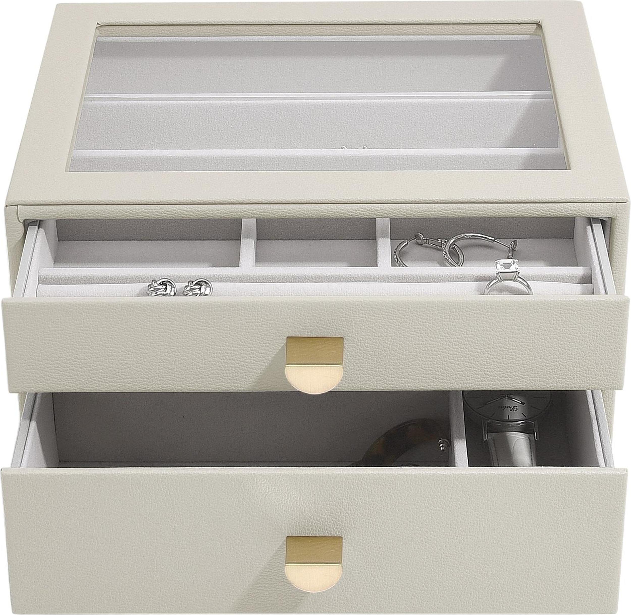 Szkatułka na biżuterię Stackers classic jasnobeżowa z 2 szufladami