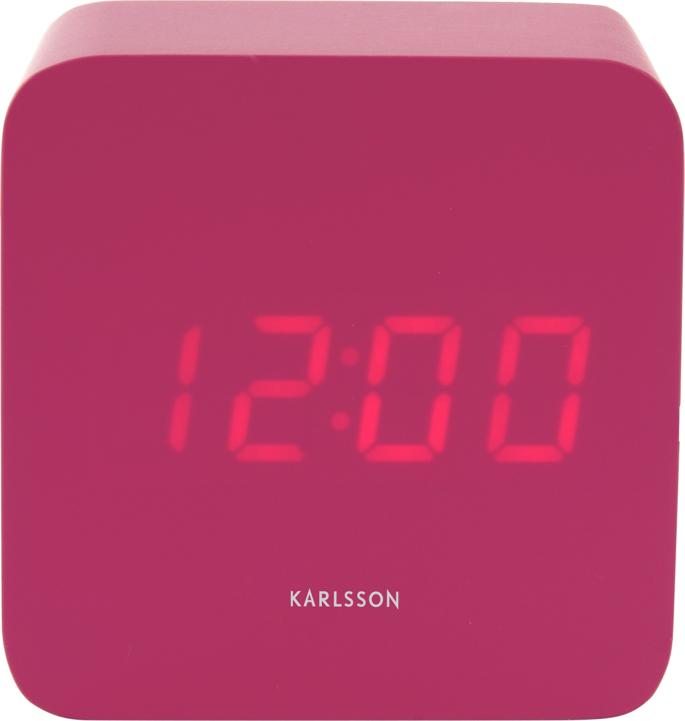 Budzik Spry kwadratowy różowy LED