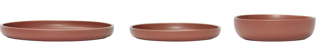 Talerze Hübsch czerwone ceramiczne 3 szt.