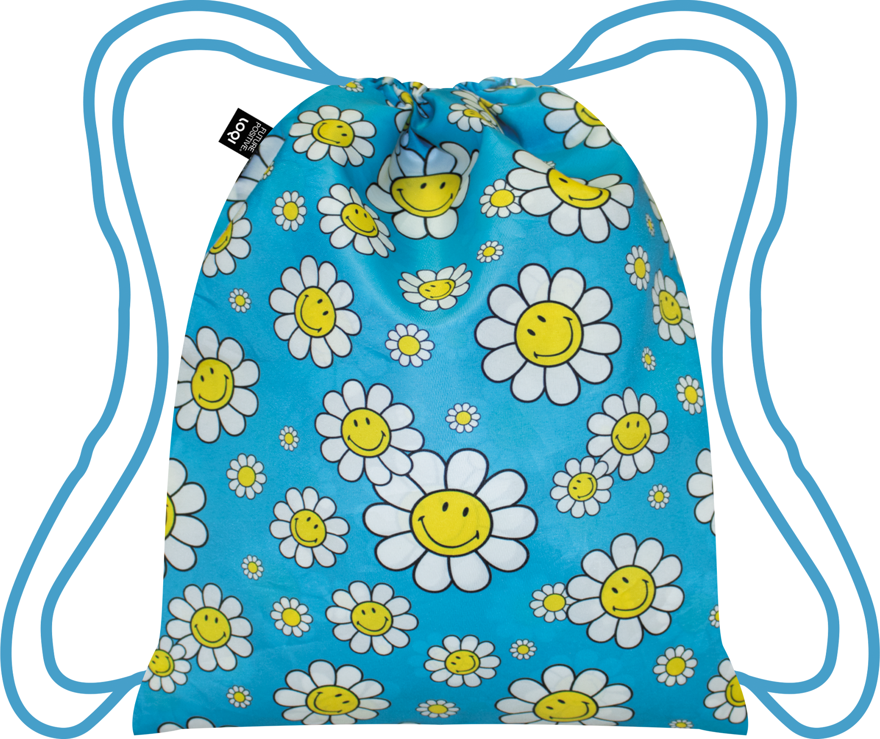 Plecak LOQI Smiley Flowers niebieski