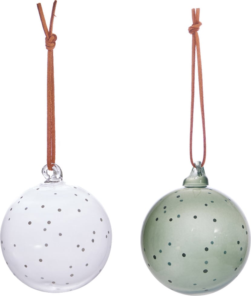 Bombki Natale 7 cm przezroczysta i zielona 2 szt.