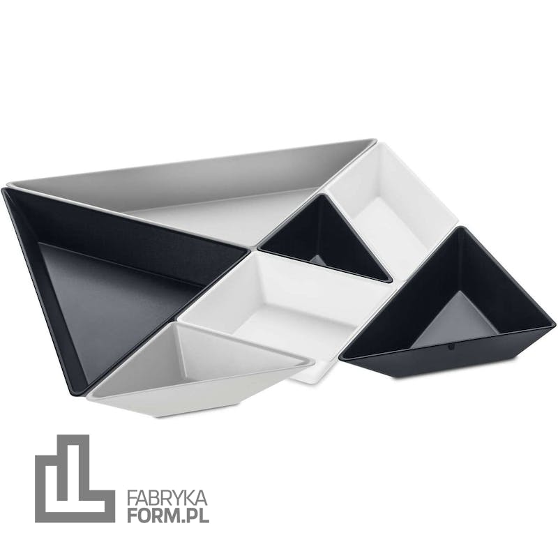 Tace do serwowania przekąsek Tangram Ready 7 el. czarno-białe