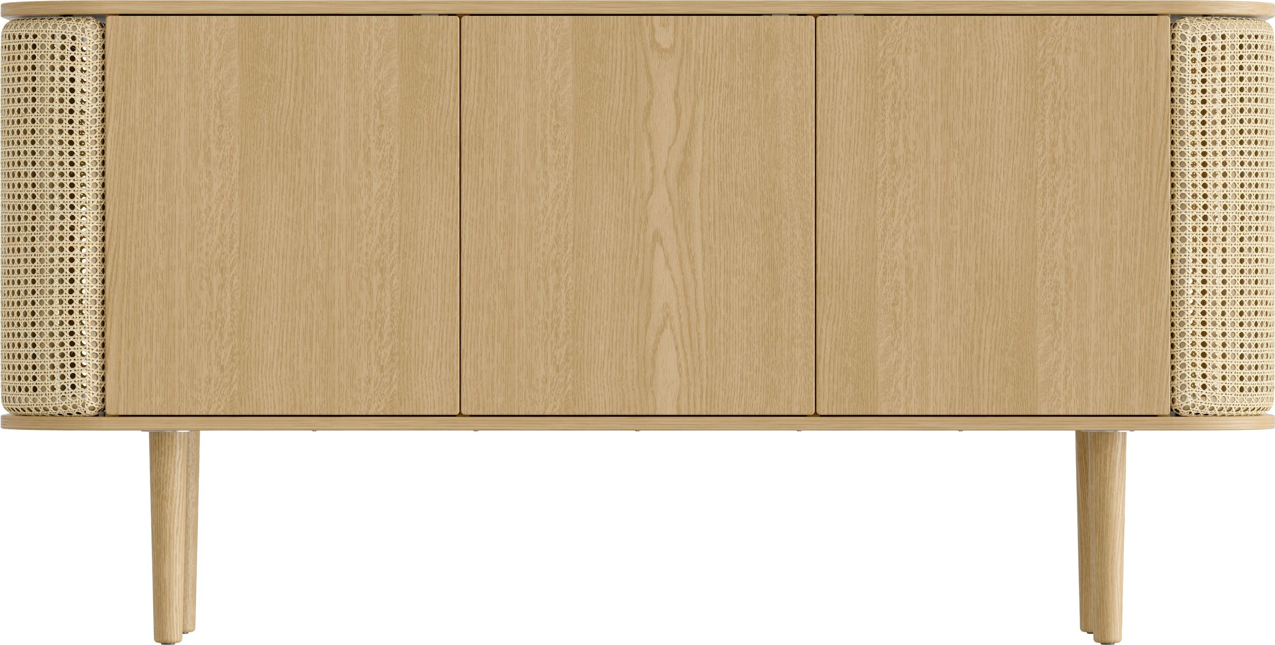 Komoda trzydrzwiowa Treasures dąb i plecionka wiedeńska