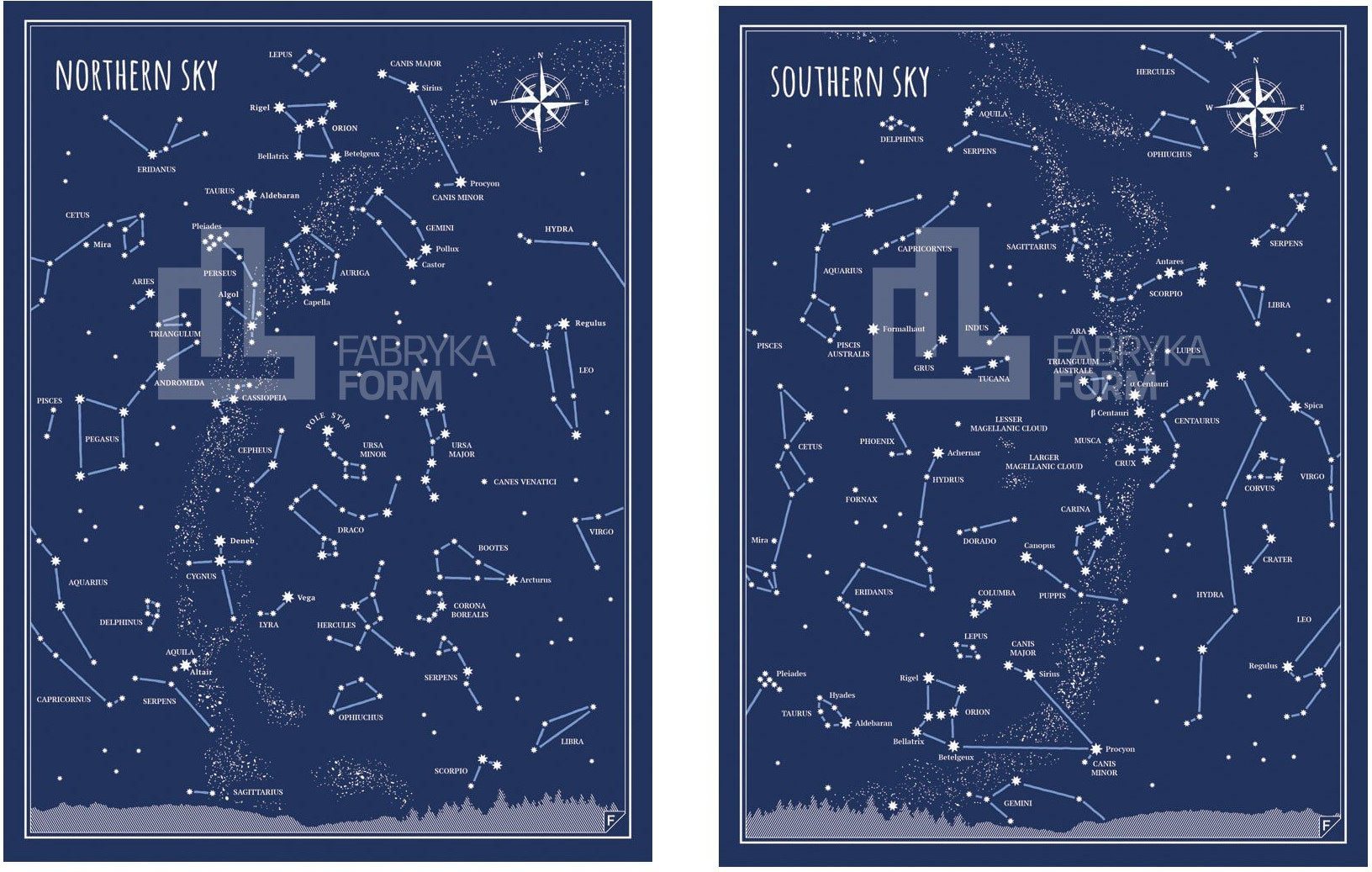 Plakat Nothern Sky i Southern Sky w zestawie 2 szt.