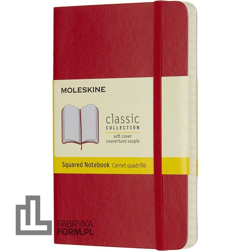 Notes Moleskine w miękkiej oprawie kieszonkowy czerwony w kratkę