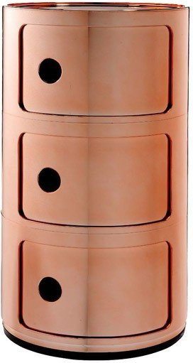 Szafka Componibili okrągła trzydrzwiowa metalizowany miedź