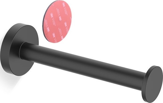 Uchwyt na papier toaletowy Basic prosty czarny mat montaż samoprzylepny