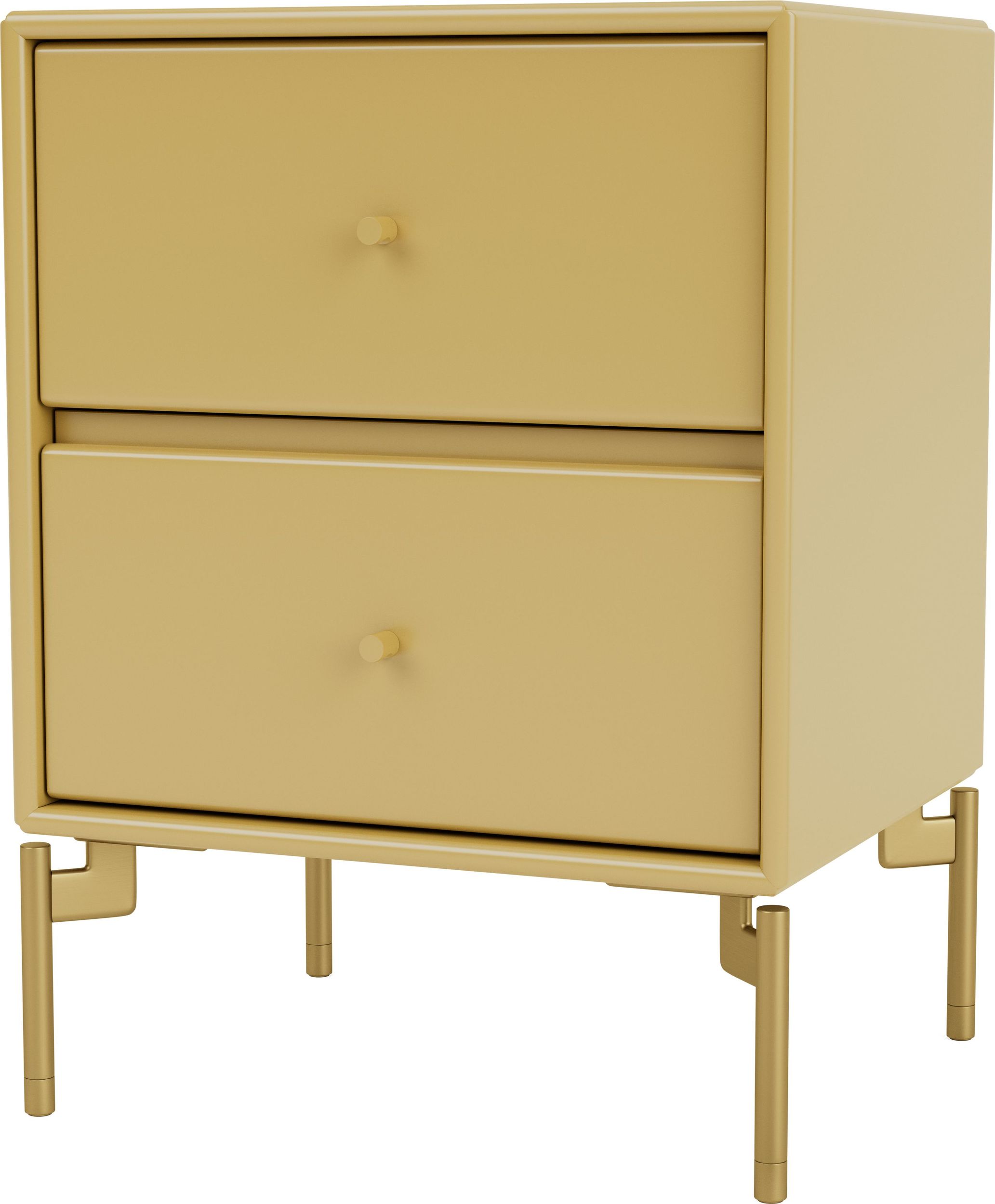 Szafka nocna Drift musztardowa na mosiężnych nogach