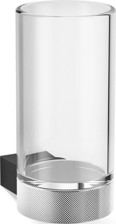 Kubek na szczoteczki do zębów Club czarny mat-chrom ścienny