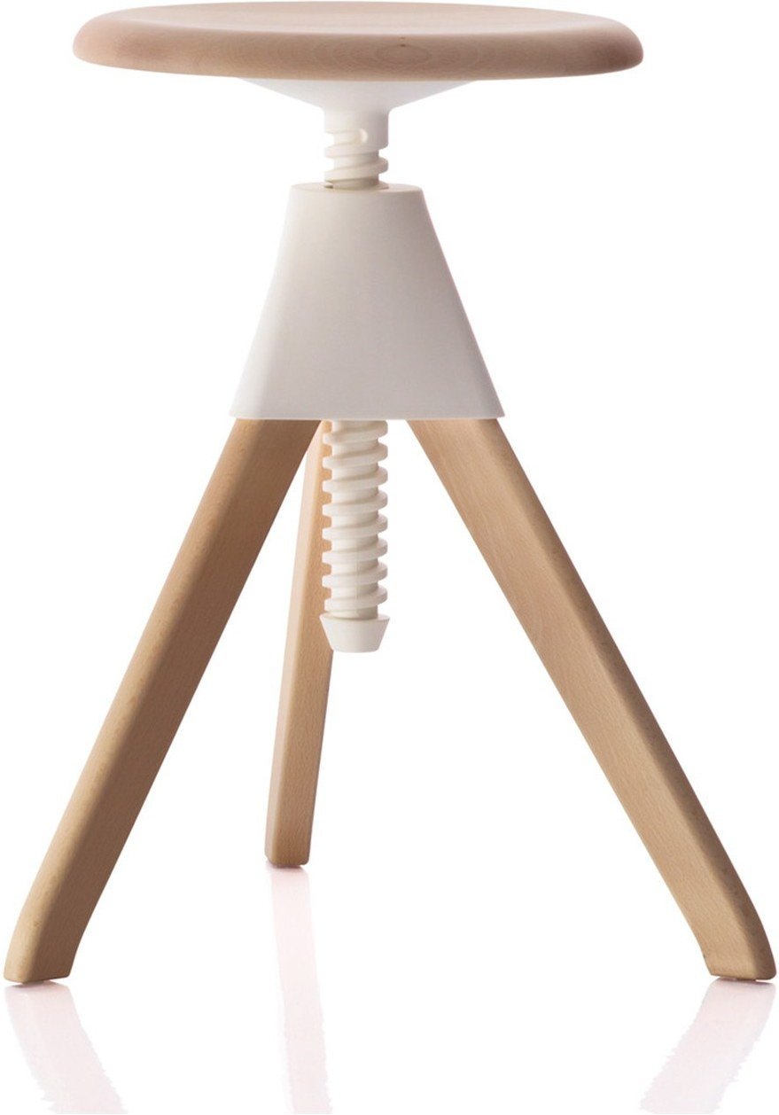 Stołek obrotowy Jerry naturalna rama i siedzisko łączenie białe