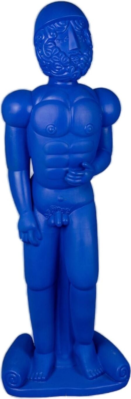 Rzeźba Magna Graecia Bronzo Helmet 144 cm niebieska z terakoty