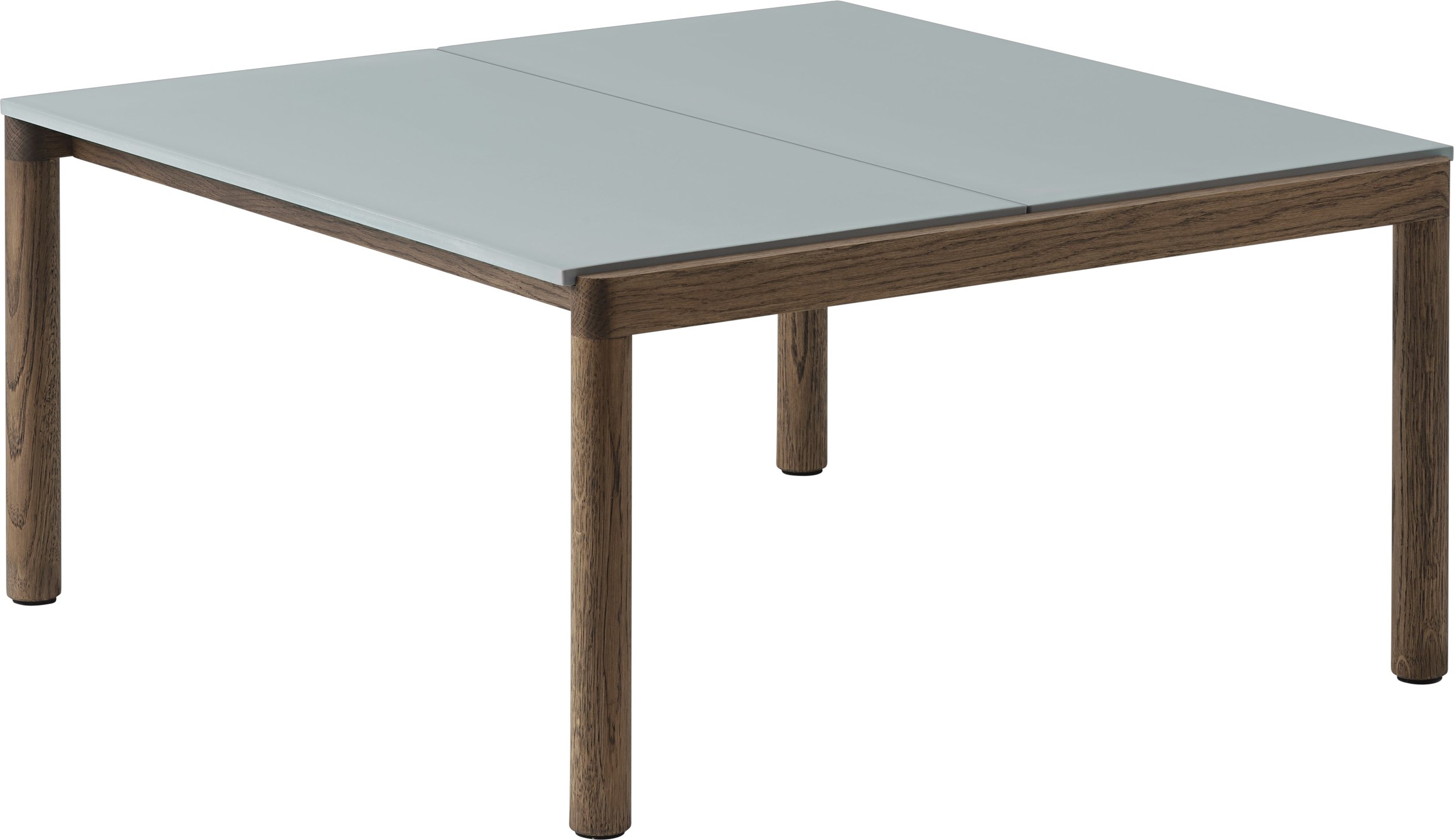 Stolik kawowy Couple gładki 80 x 84 x 40 cm zgaszony błękit na ciemnych dębowych nogach