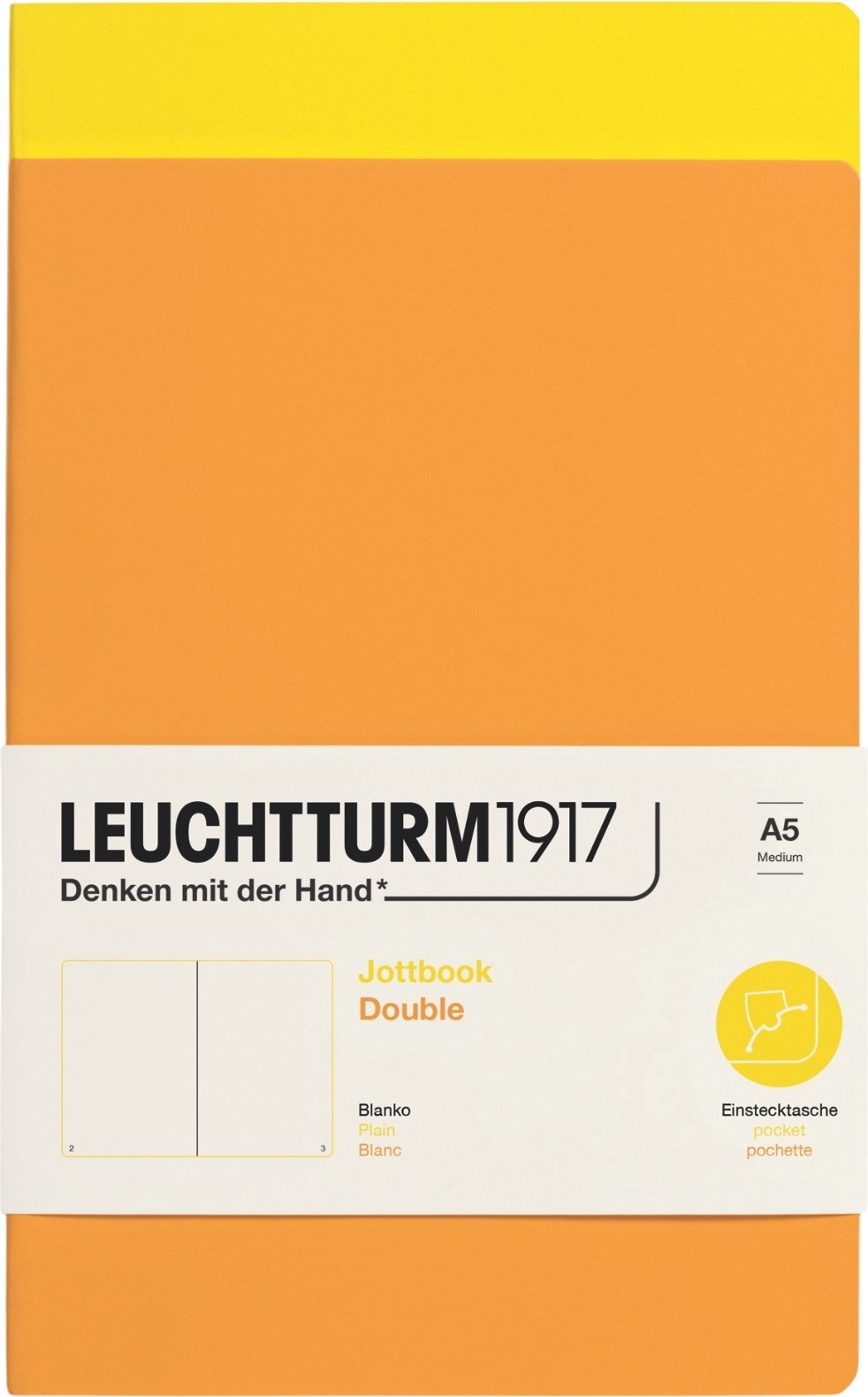 Notesy gładkie w oprawie flex Jottbook A5 żółty i pomarańczowy 80 g/m² 2 szt.