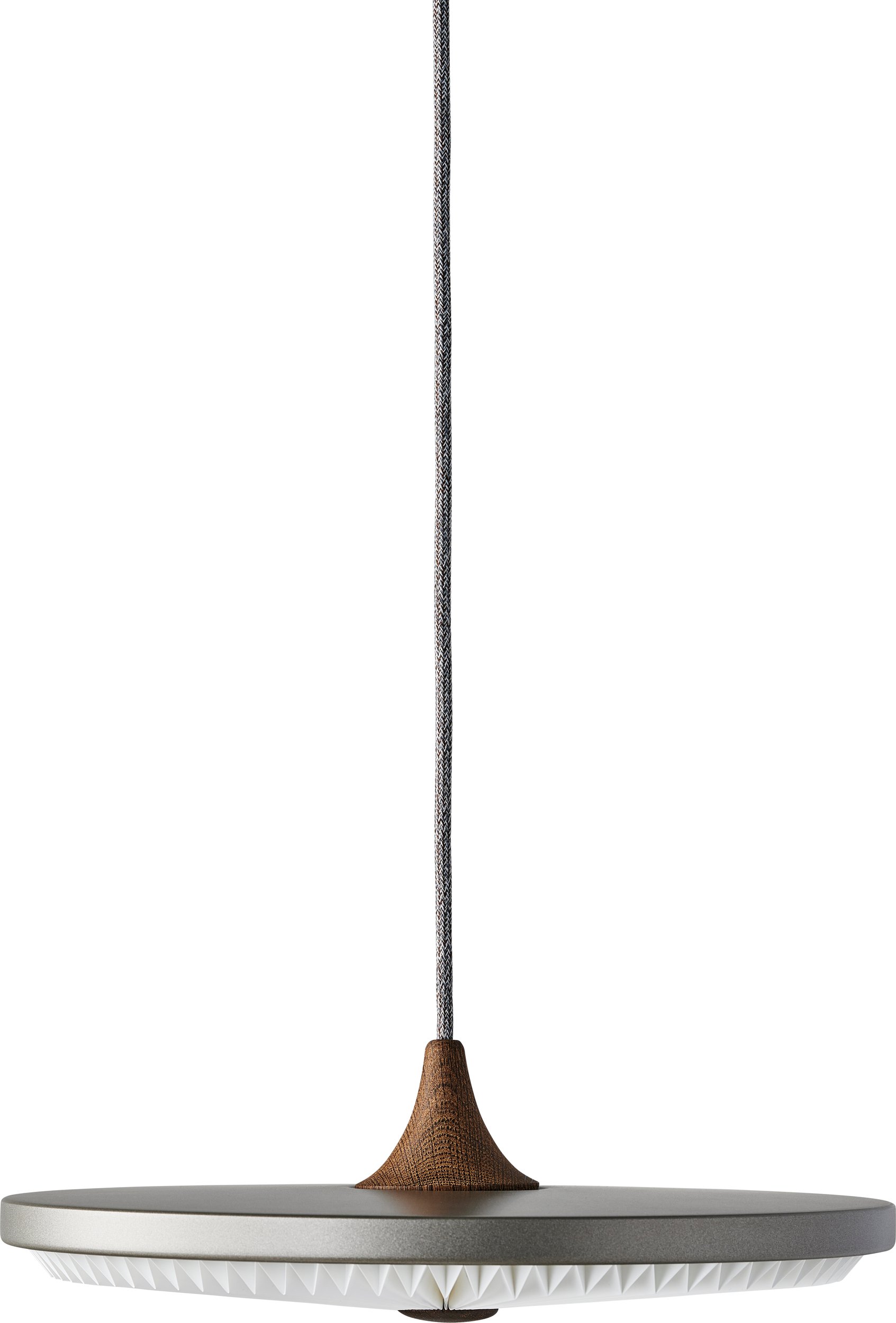 Lampa wisząca Soleil S ciemnosrebrna ciemny dąb z papierowym kloszem