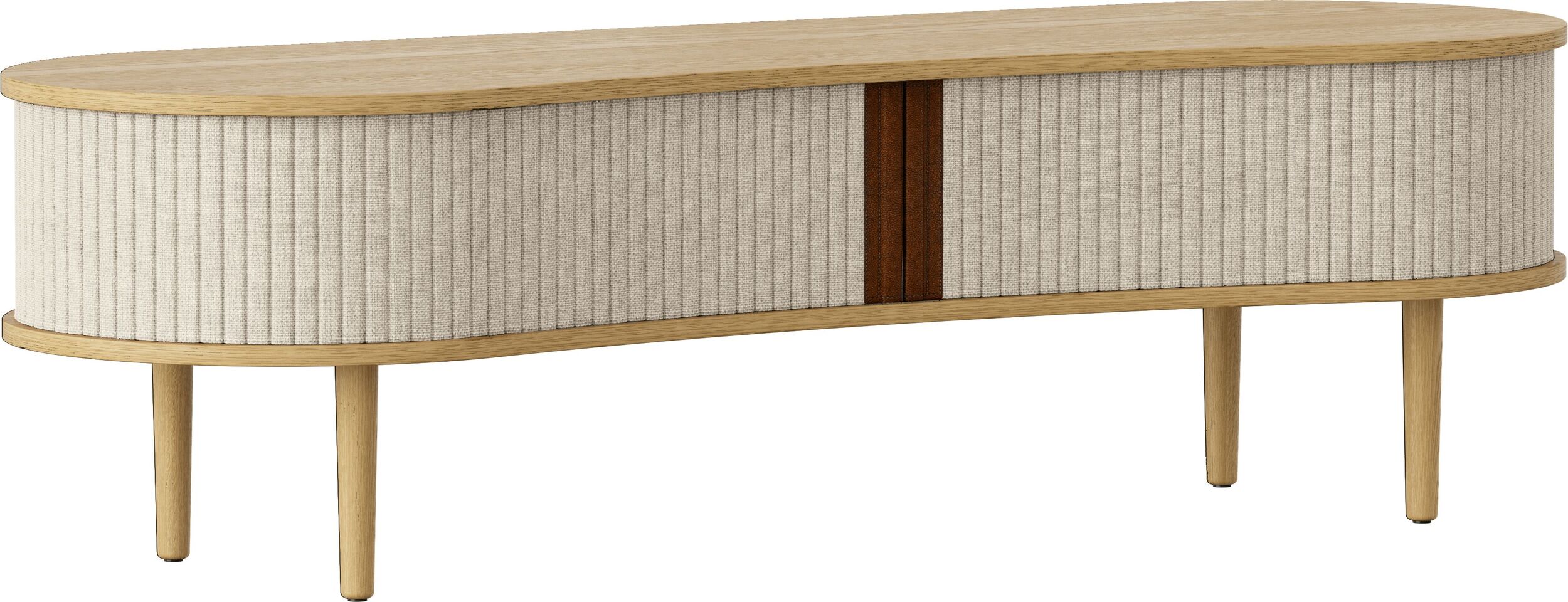 Szafka Audacious 140 cm jasnopiaskowa na dębowych nogach