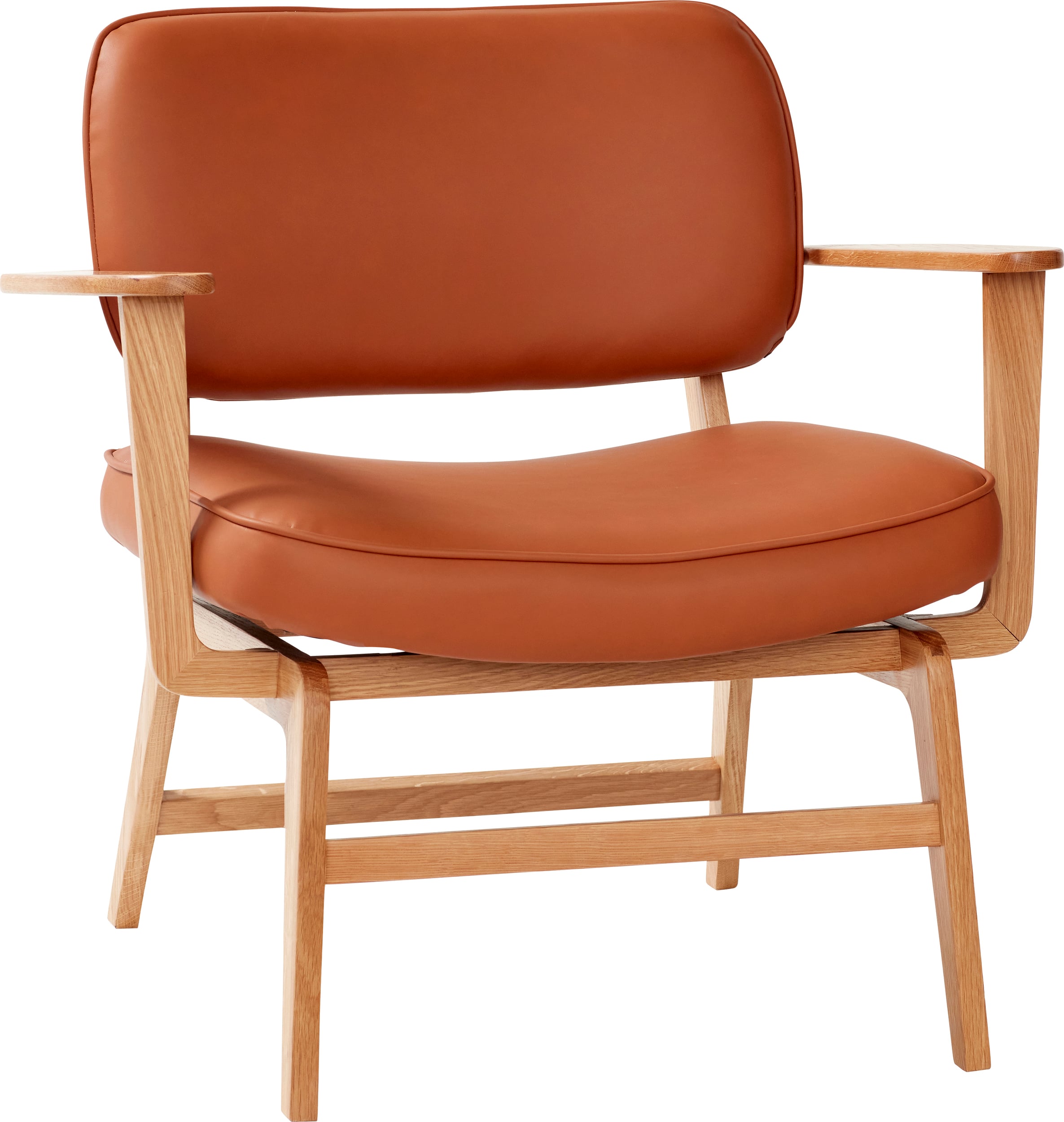 Fotel Haze brązowy skórzany z dębową ramą