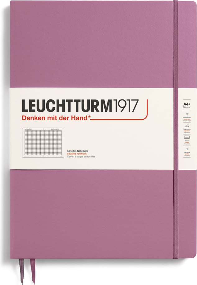 Notes w kratkę w twardej oprawie Leuchtturm 1917 A4+ 123 strony brudny róż 100 g/m²