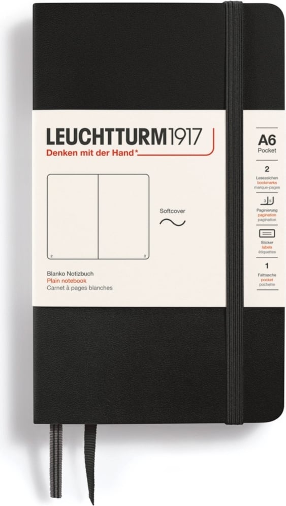 Notes gładki w miękkiej oprawie Leuchtturm 1917 A6 123 strony czarny 80 g/m²