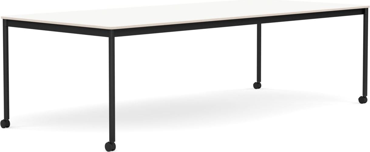 Stół na kółkach Base 110 x 250 cm biały laminowany nogi czarne