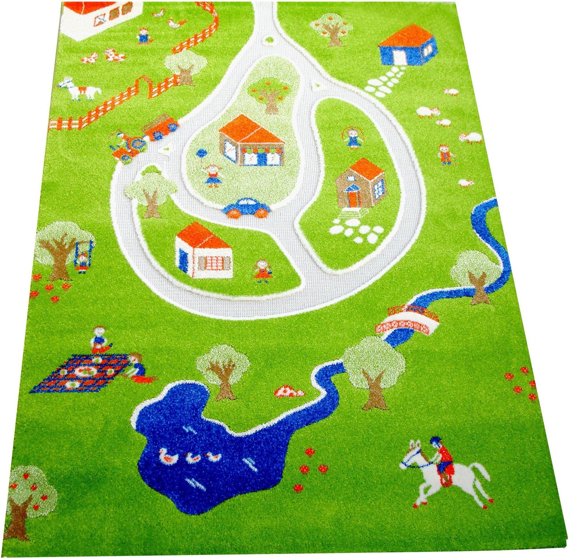 Dywan Wioska 3D 134 x 180 cm zielony