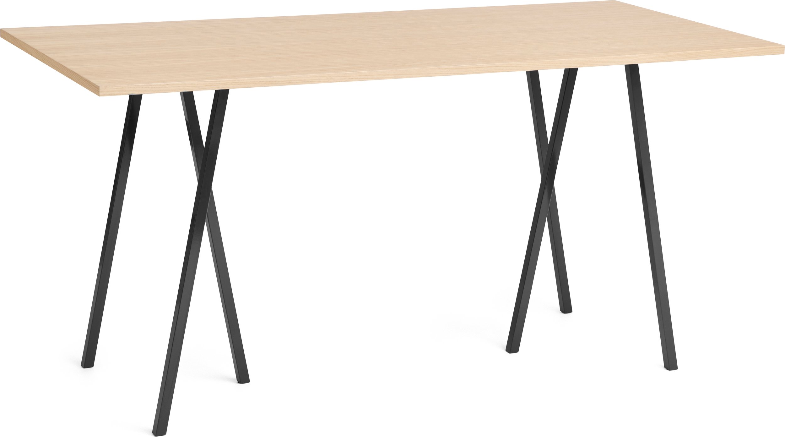 Stół Loop Stand wysoki 200 cm wzmocniony blat dąb lakierowany nogi czarne