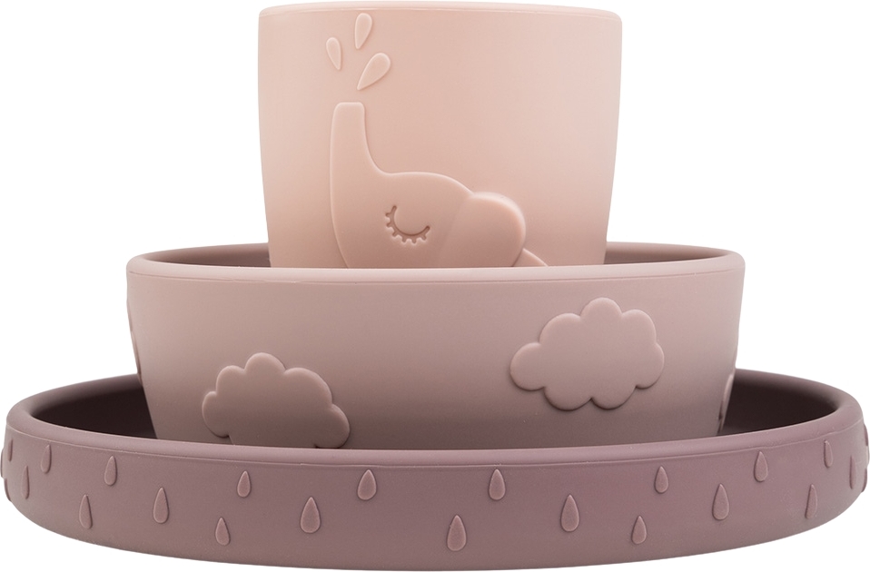 Naczynia dziecięce Deer Friends różowe z przyssawką 3 el.