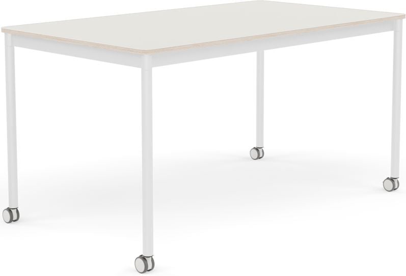 Stół na kółkach Base 80 x 140 cm biały nanolaminat nogi białe