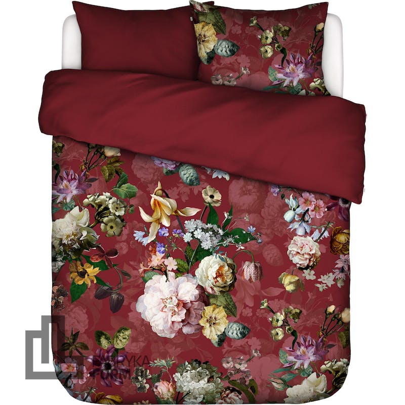 Pościel Fleurel 200 x 220 cm bordowa z 2 poszewkami na poduszki 60 x 70 cm