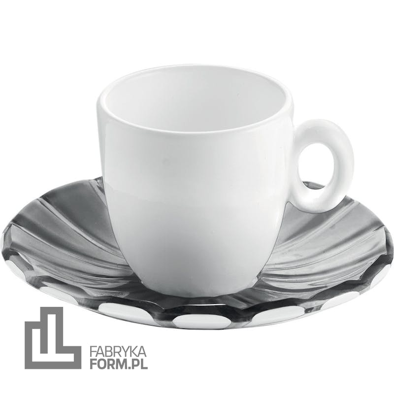 Filiżanki do espresso Grace szare ze spodkami 6 szt.