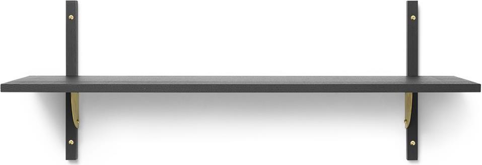 Półka Sector pojedyncza 87 cm czarny jesion z mosiężnym mocowaniem