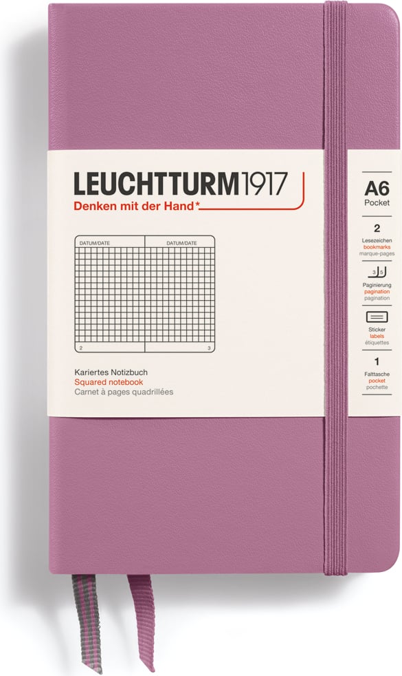Notes w kratkę w twardej oprawie Leuchtturm 1917 A6 187 stron brudny róż 80 g/m²