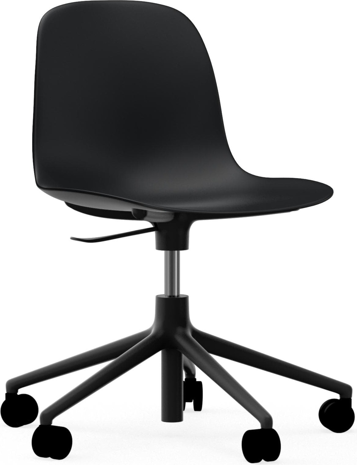 Krzesło na kółkach Form Swivel 5W czarne na czarnych aluminiowych nogach
